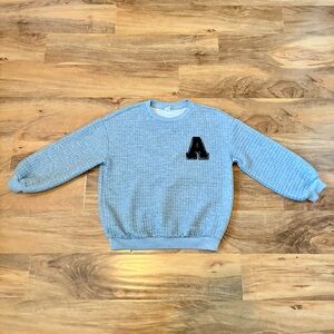 Shein Gray Pullover Warm Sweater With “A” Girls Size 10Y